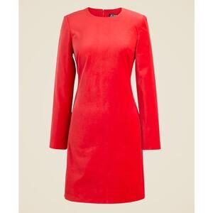 J.Crew Long-Sleeve Shift Dress Red Stretch Luxe Velvet Size 2 NWT Holiday Dress